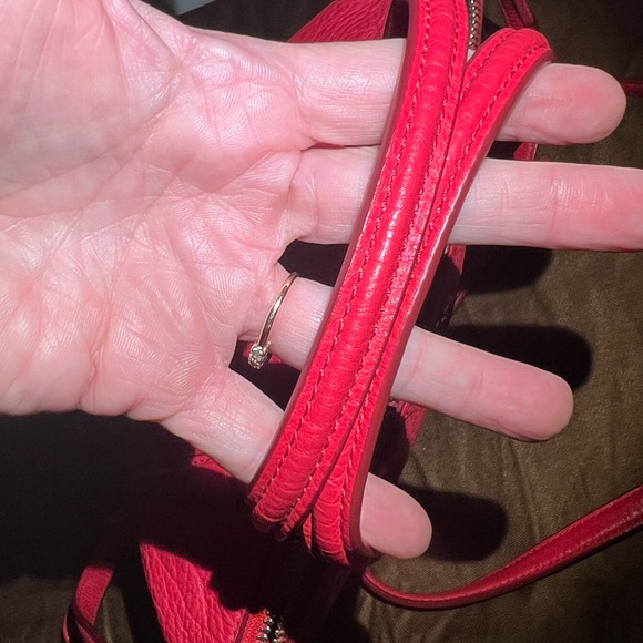 Coach red leather handbag and crossbody w/ gold accents - great condition - Picture 4 of 8